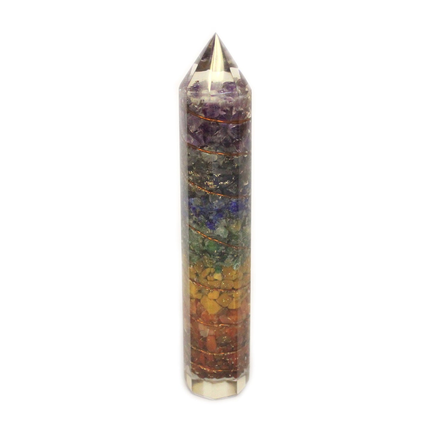 --Orgonite Power Wand 15cm Copper & Gemchips-