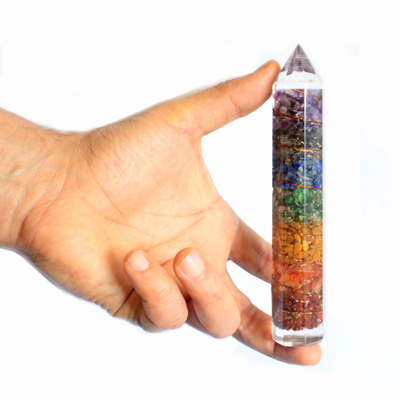 -2-Orgonite Power Wand 15cm Copper & Gemchips-2