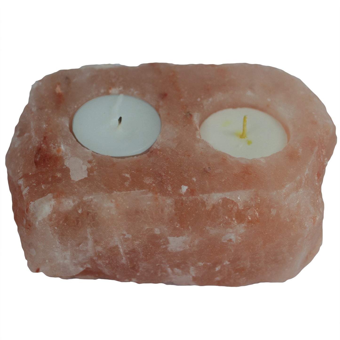 --Natural Salt Candle Holder - 2 holes-