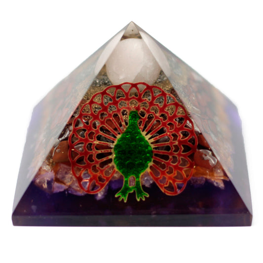 --Lrg Organite Pyramid 80mm - Peacock-