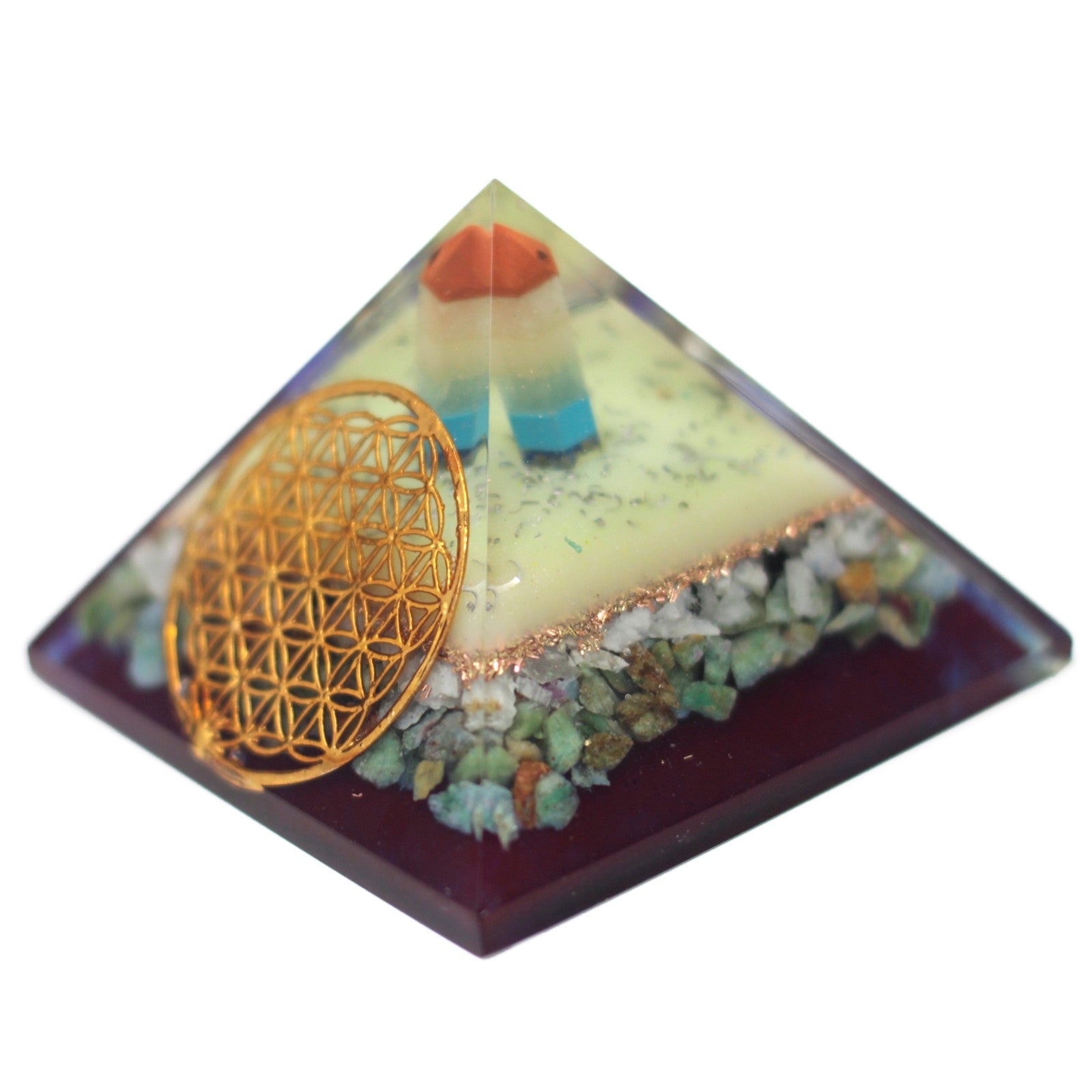 -1-Lrg Organite Pyramid 80mm - Flower of life symbol-1