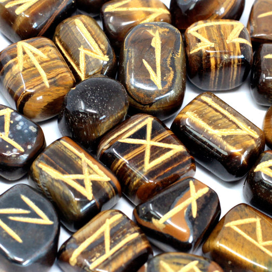 --Runes Stone Set in Pouch - Tiger Eye-