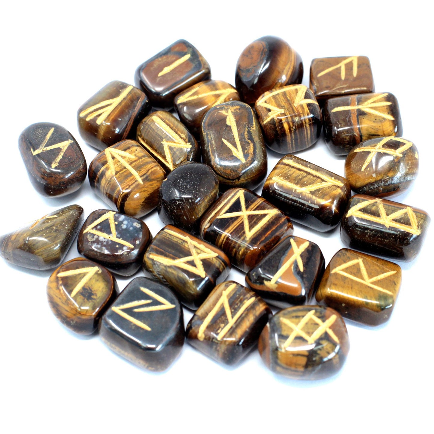 -1-Runes Stone Set in Pouch - Tiger Eye-1