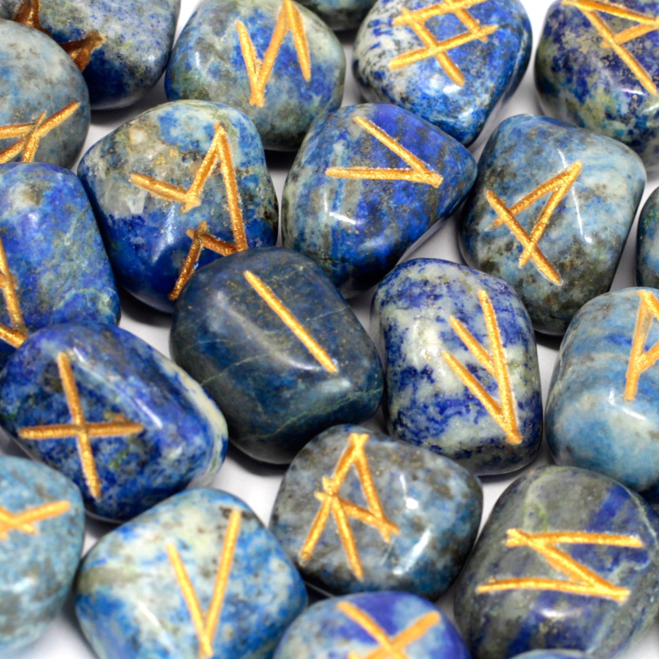 --Runes Stone Set in Pouch - Lapis-