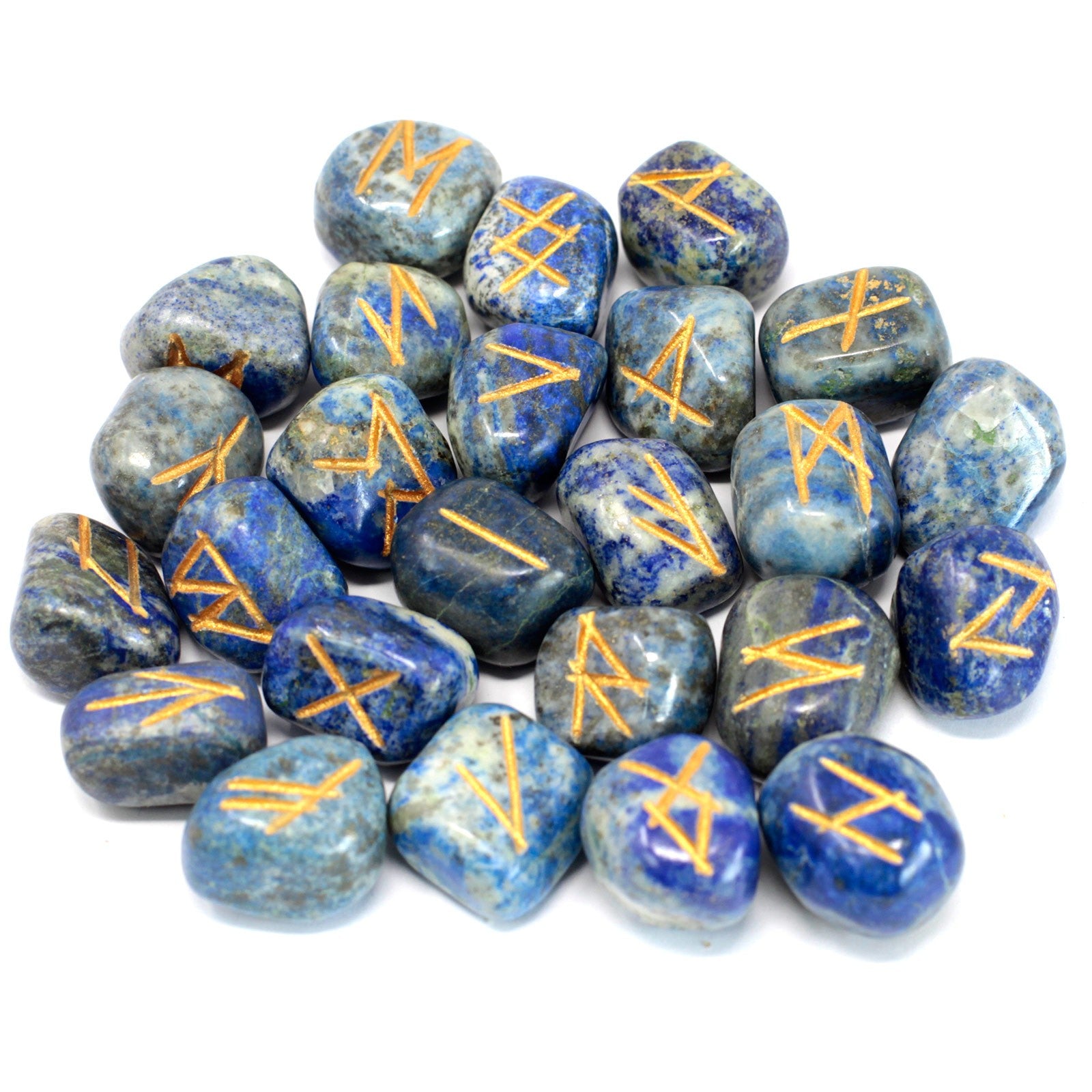 -1-Runes Stone Set in Pouch - Lapis-1