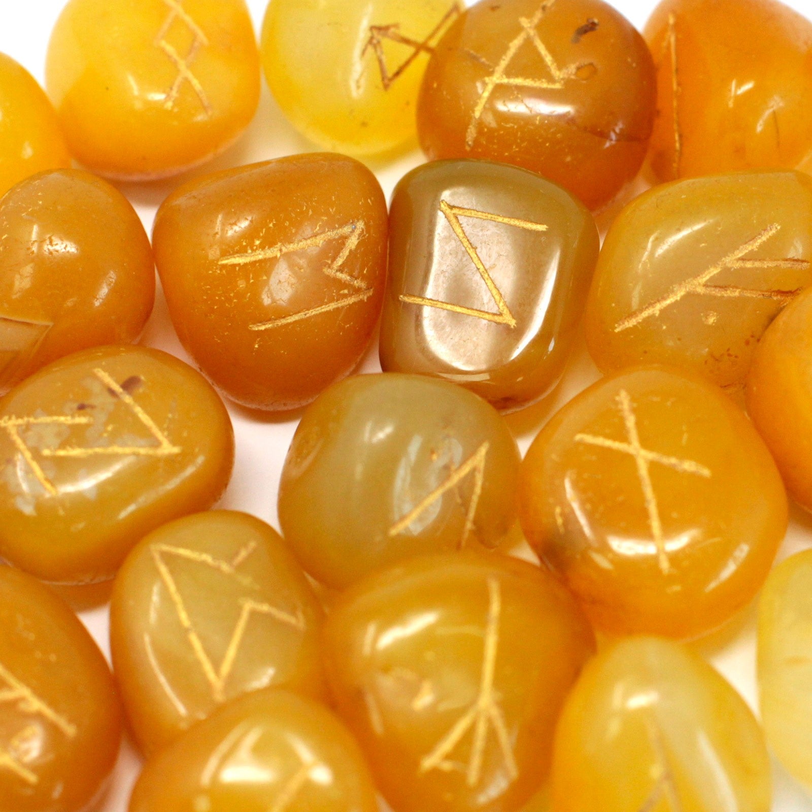 --Runes Stone Set in Pouch- Yellow Onyx-