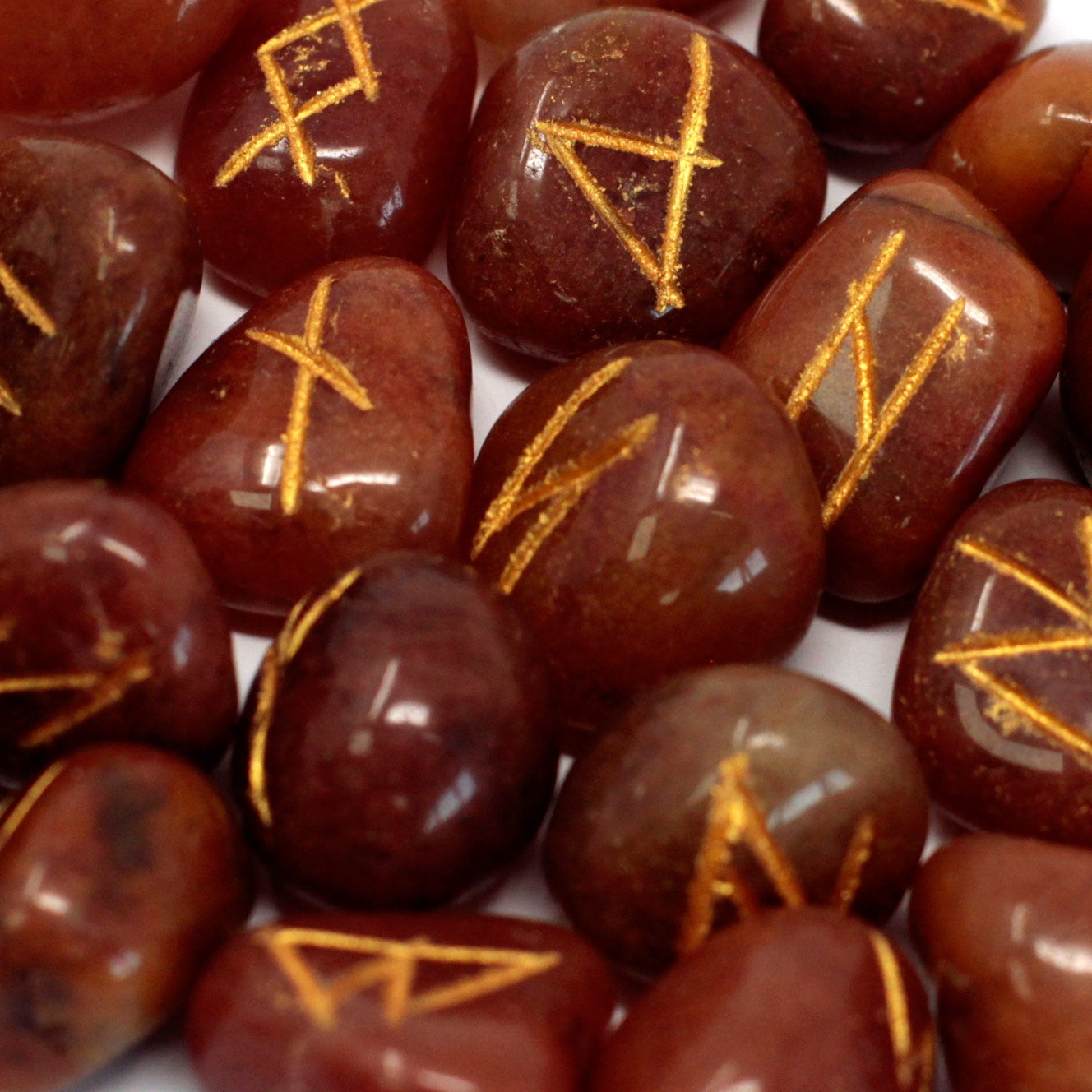 --Runes Stone Set in Pouch- Red Aventurine-