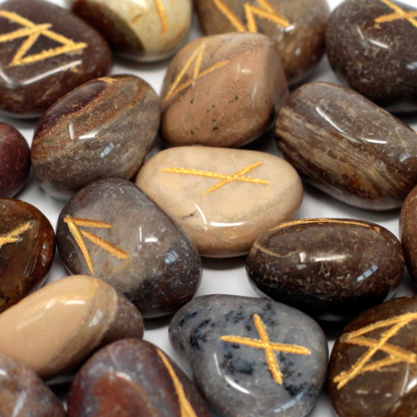 --Runes Stone Set in Pouch - Fancy Jasper-