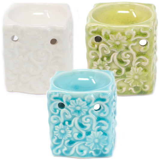 --Classic Small Square Floral Oil Burners (aast)-