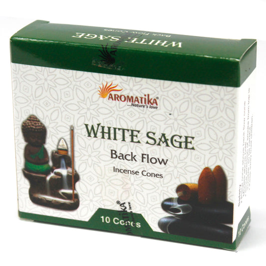 --Aromatica Backflow Incense Cones - White Sage-