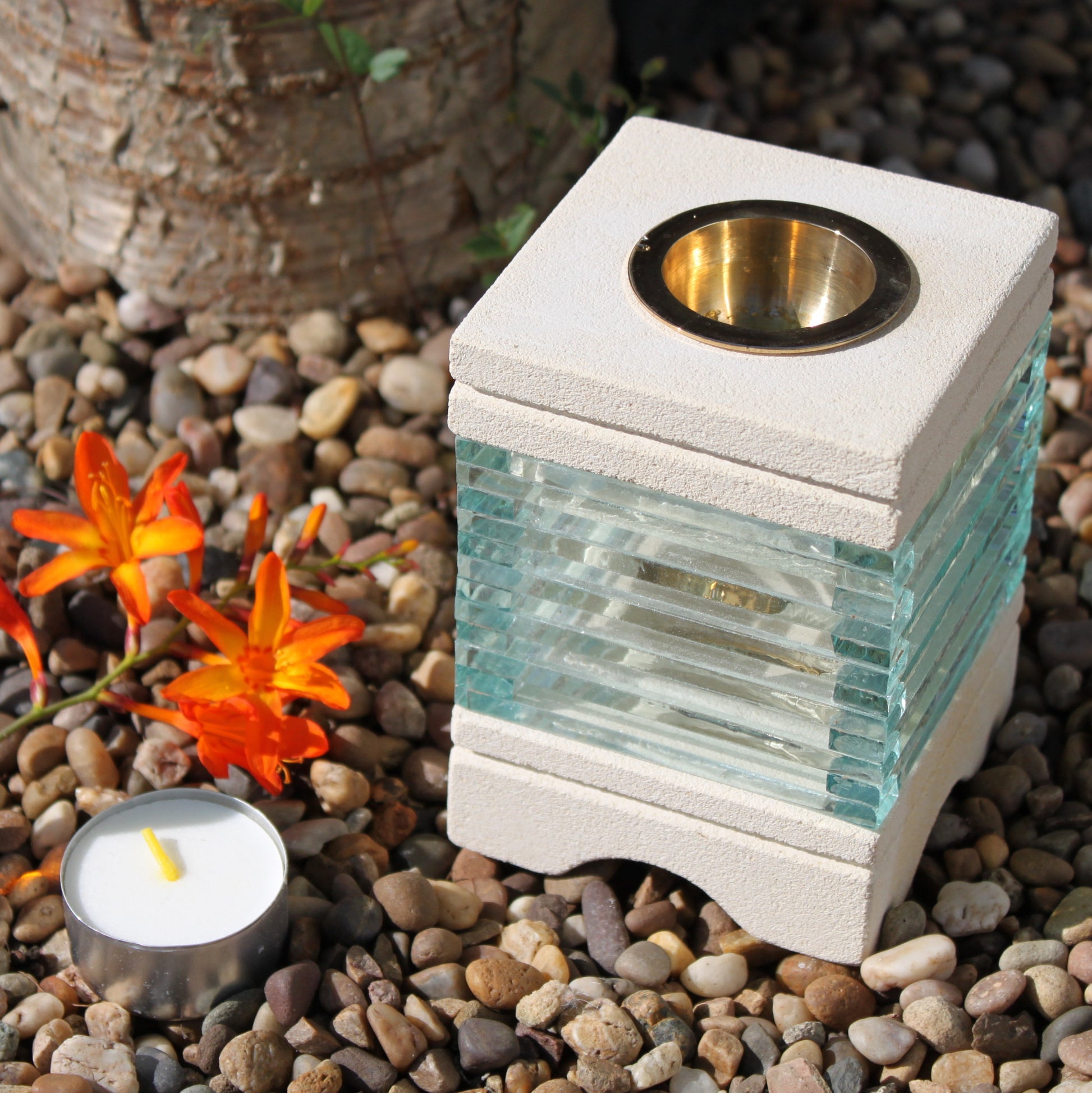 -1-Stone Oil Burner - Square Glass Brick-1