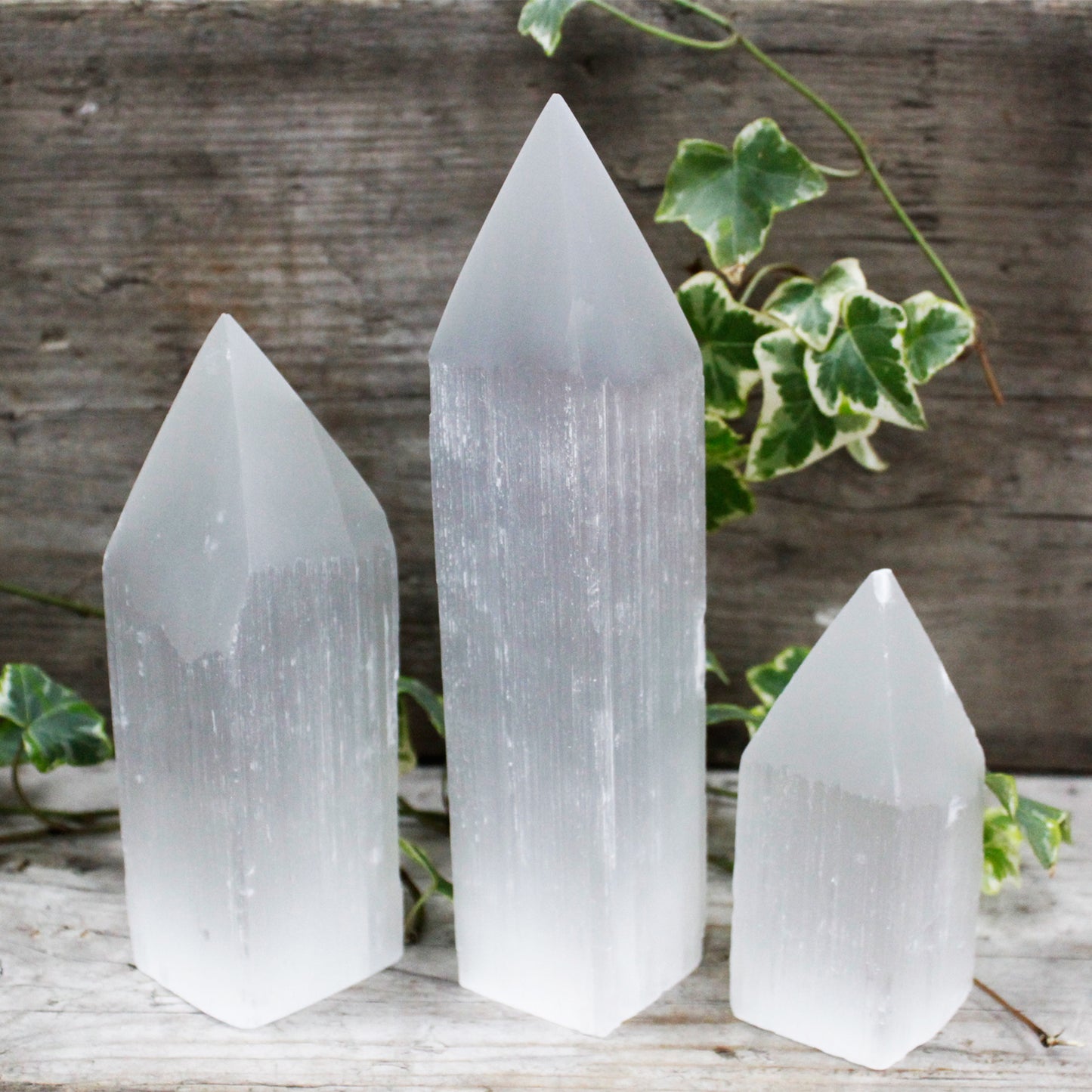 -3-Selenite Pencil Point Tower - 10 cm-3