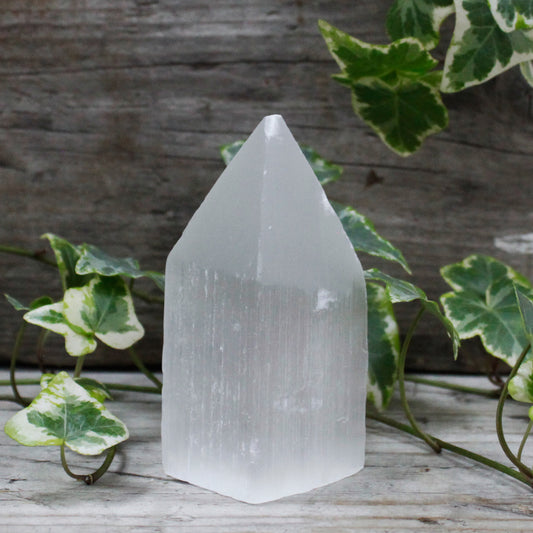 --Selenite Pencil Point Tower - 10 cm-