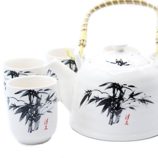 --Herbal Teapot Set - White Stone Oriental-