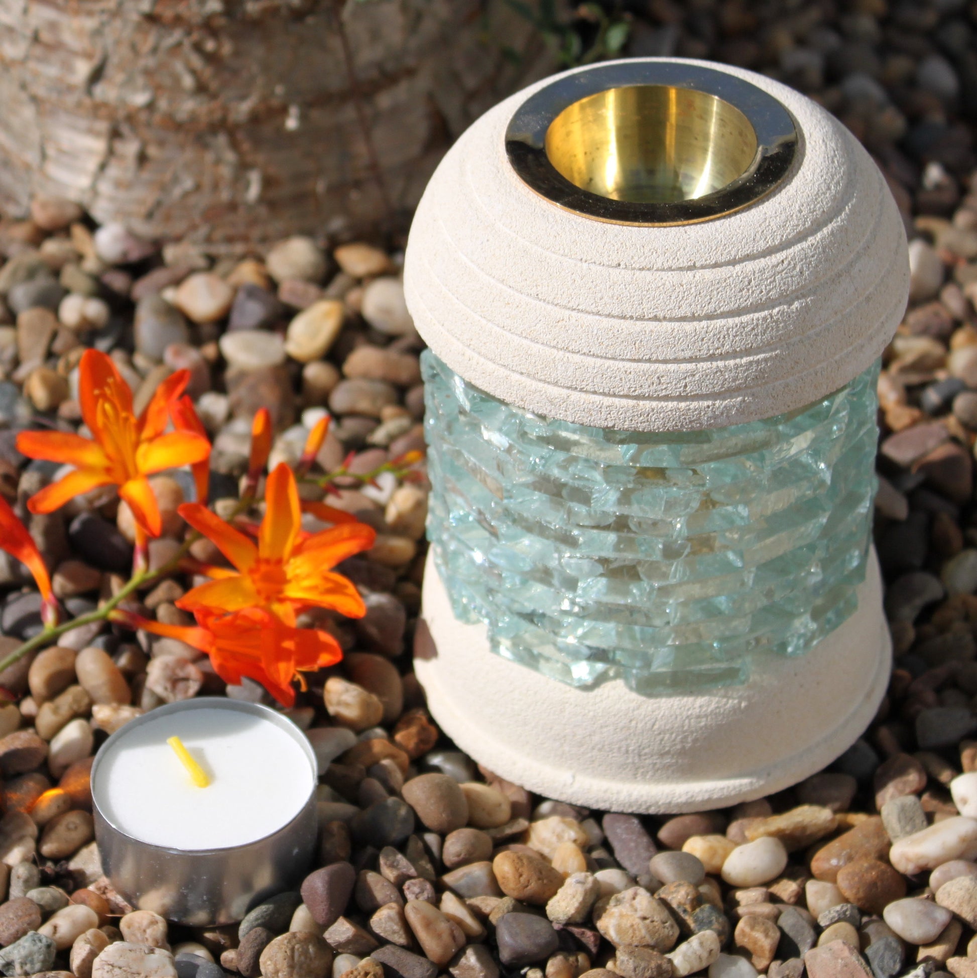 -1-Stone Oil Burner - Round Glass Brick-1