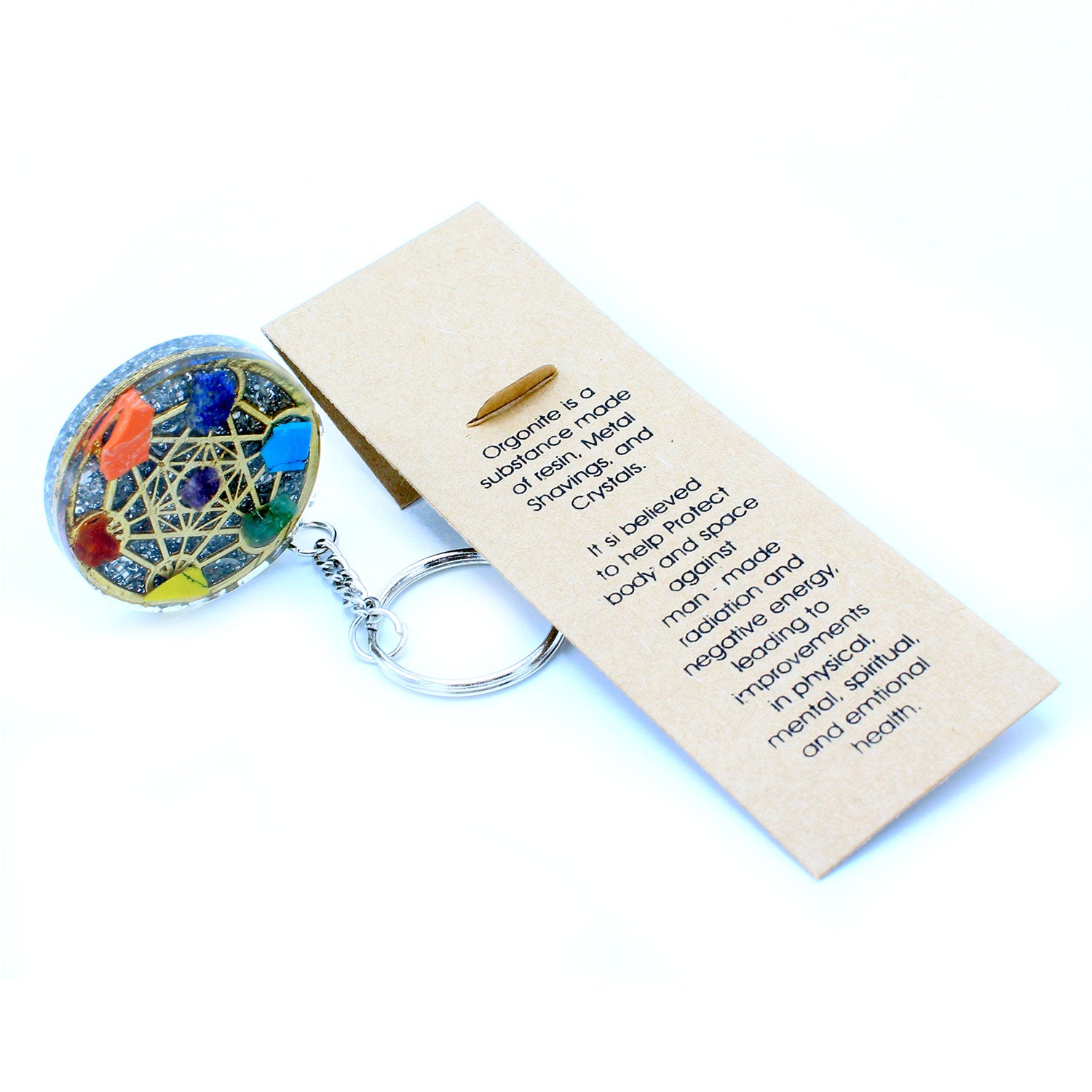 -2-Orgonite Power Keyring - Round Seven Chakra-2