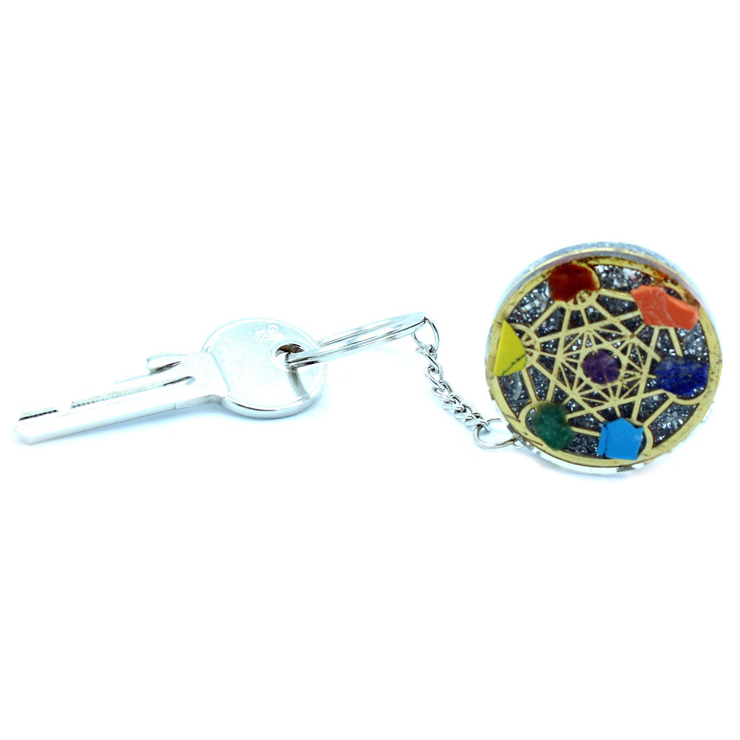 -3-Orgonite Power Keyring - Round Seven Chakra-3