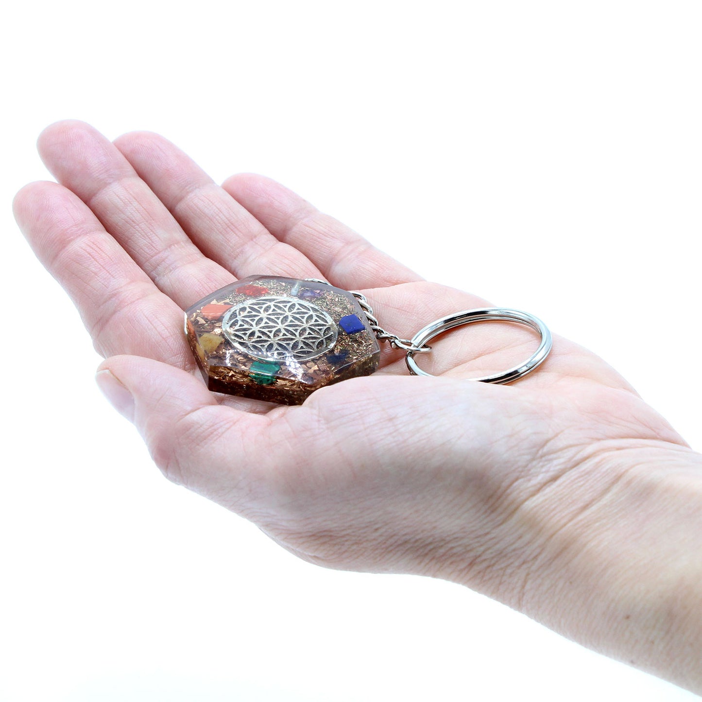 -1-Orgonite Power Keyring - Octagon Flower of Life-1