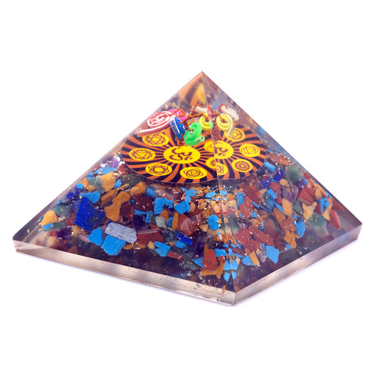 --Orgonite Pyramid - Om Chakra - 70 mm-