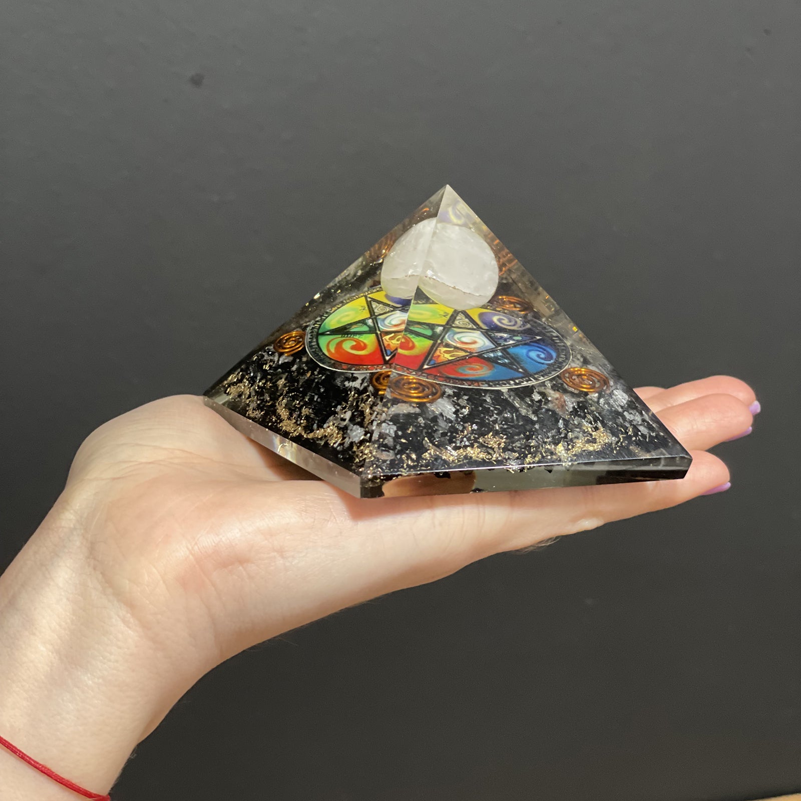 -2-Orgonite Pyramid - Midnight Pentagon - 70mm-2