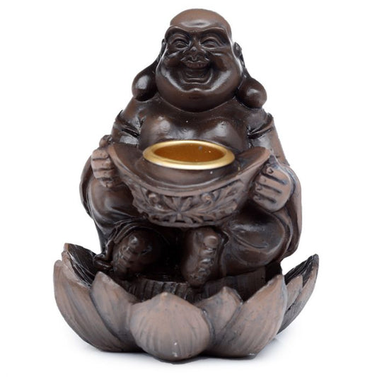 --Wood Effect Lucky Buddha Backflow Incense Burner-