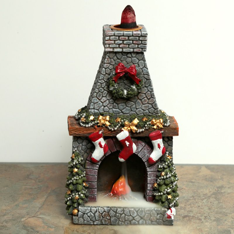 -1-Christmas Fireplace Backflow Incense Burner-1