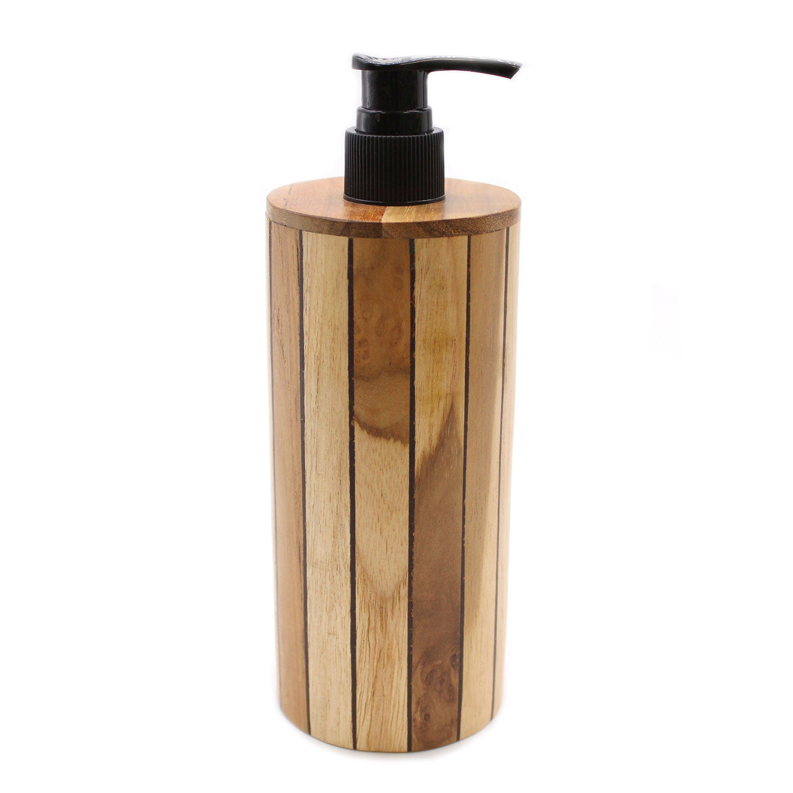 -2-Natural Teakwood Soap Dispenser - Round-2