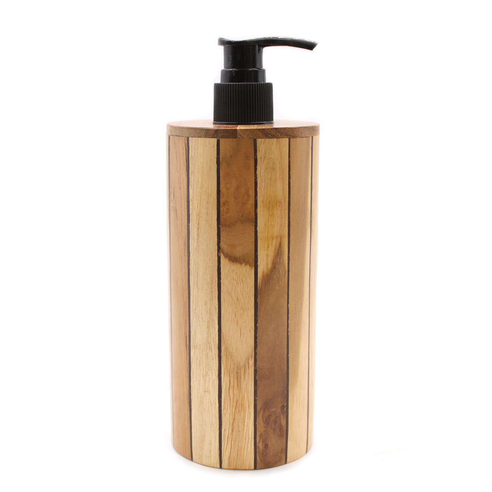 -3-Natural Teakwood Soap Dispenser - Round-3