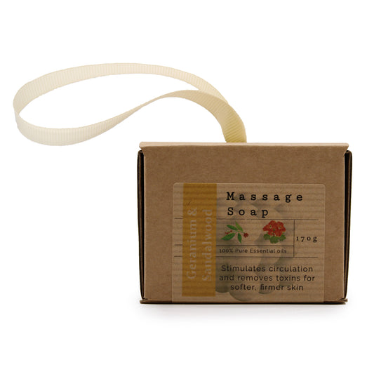 --Boxed Single Massage Soaps - Geranium & Sandalwood-