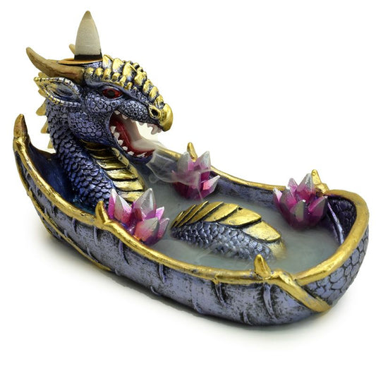 --Elements Amethyst Crystal Dragon Backflow Incense Burner-