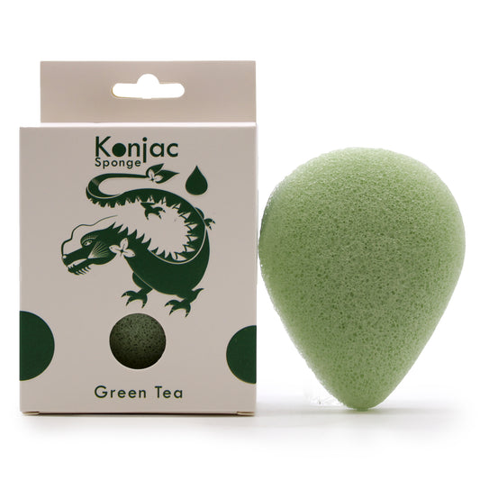 --Teardrop Konjac Sponge - Green Tea - Protective-