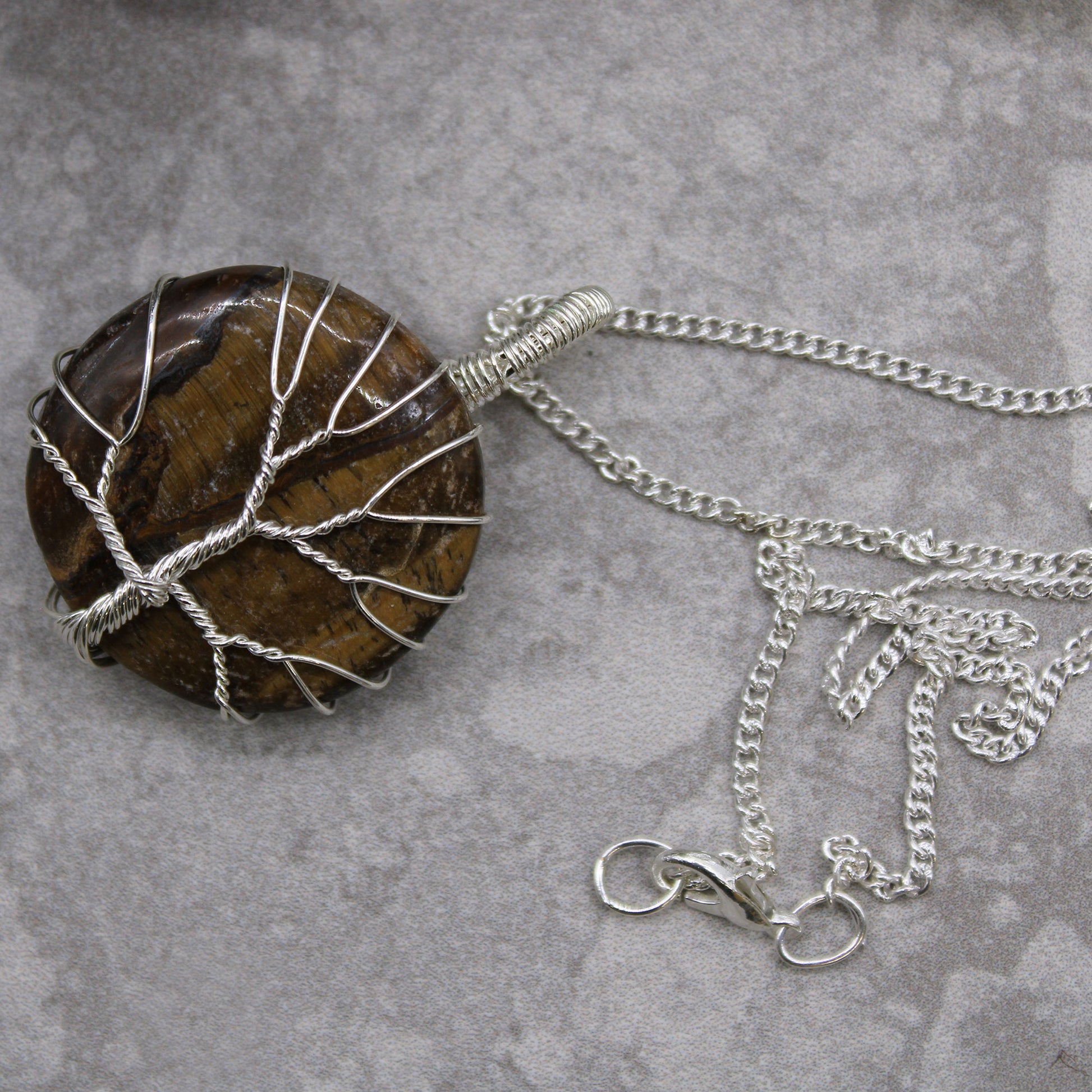 -2-Tree of Life Gemstone Necklace - Tiger Eye-2