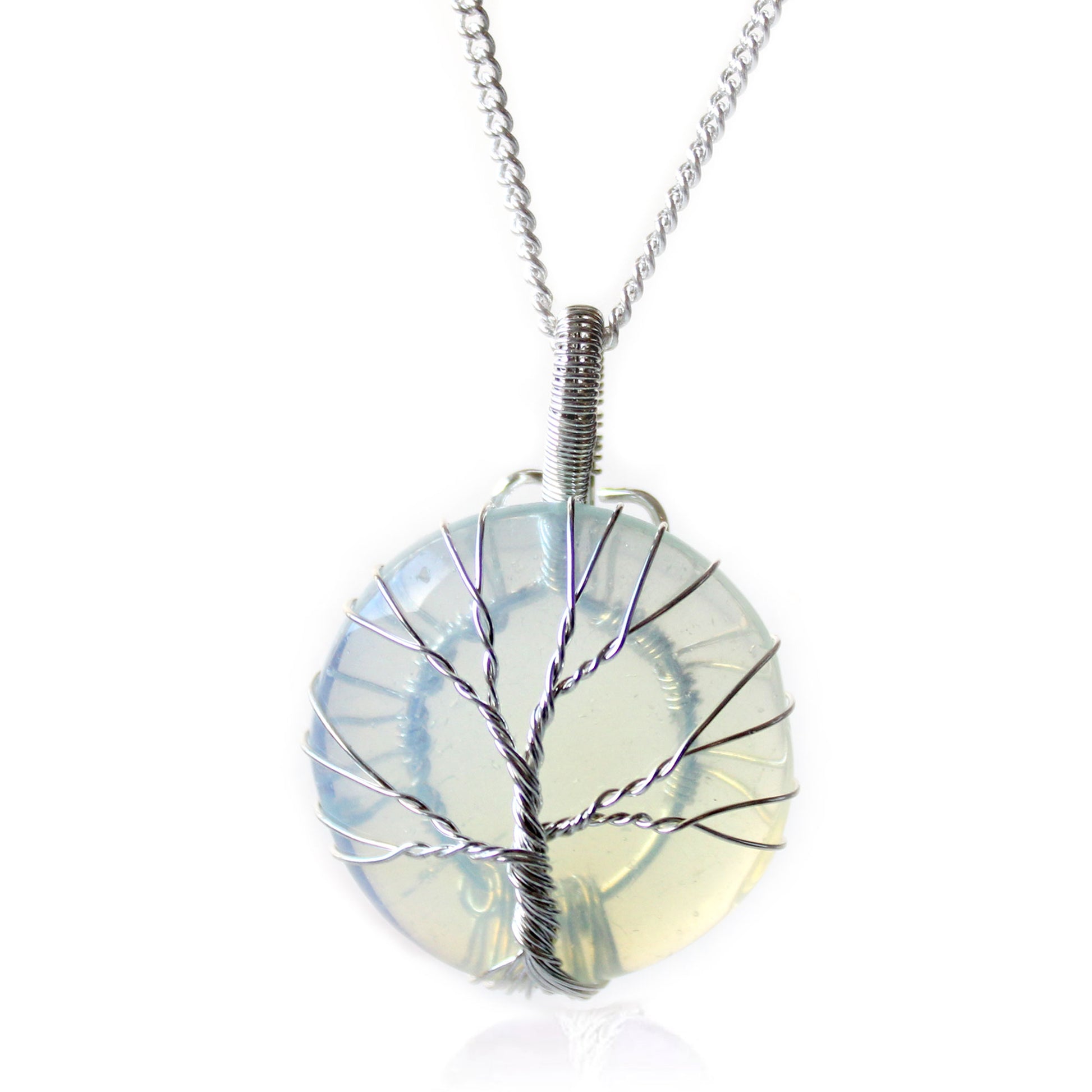 --Tree of Life Gemstone Necklace - Opalite-