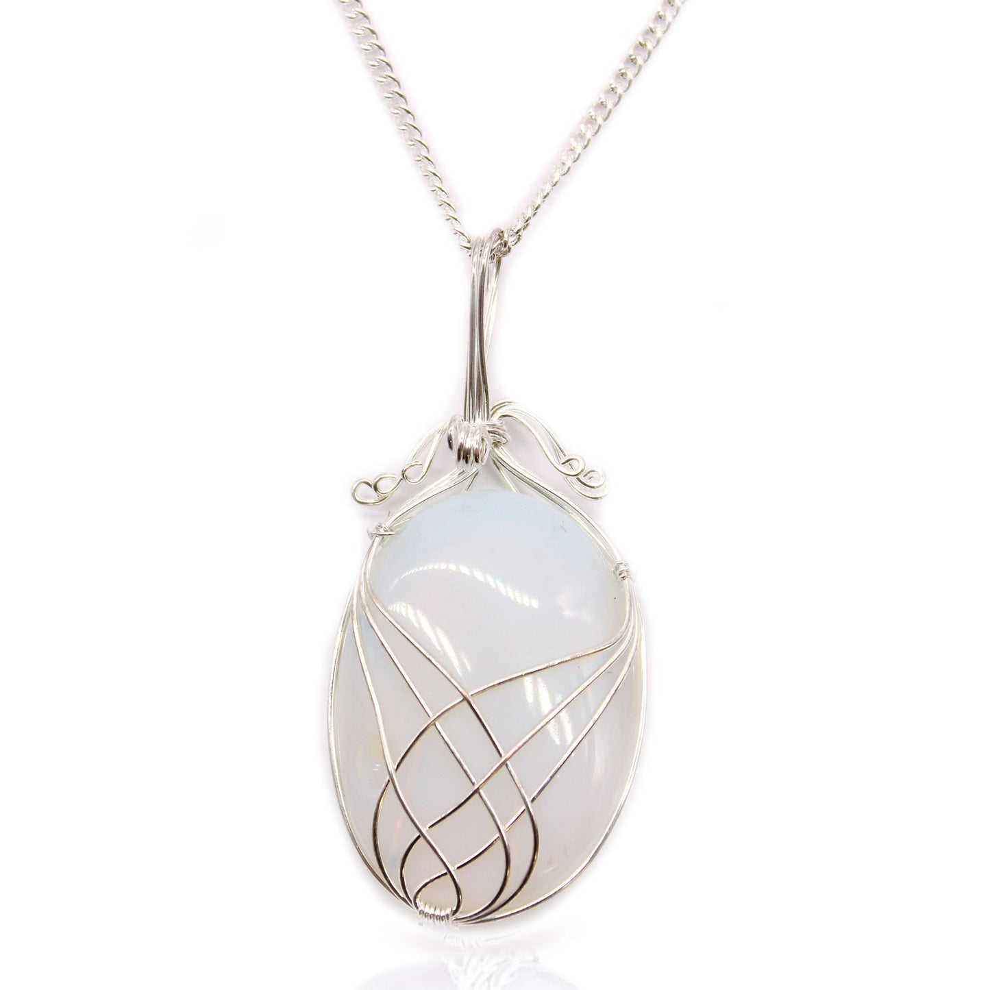 --Swirl Wrapped Gemstone Necklace - Opalite-