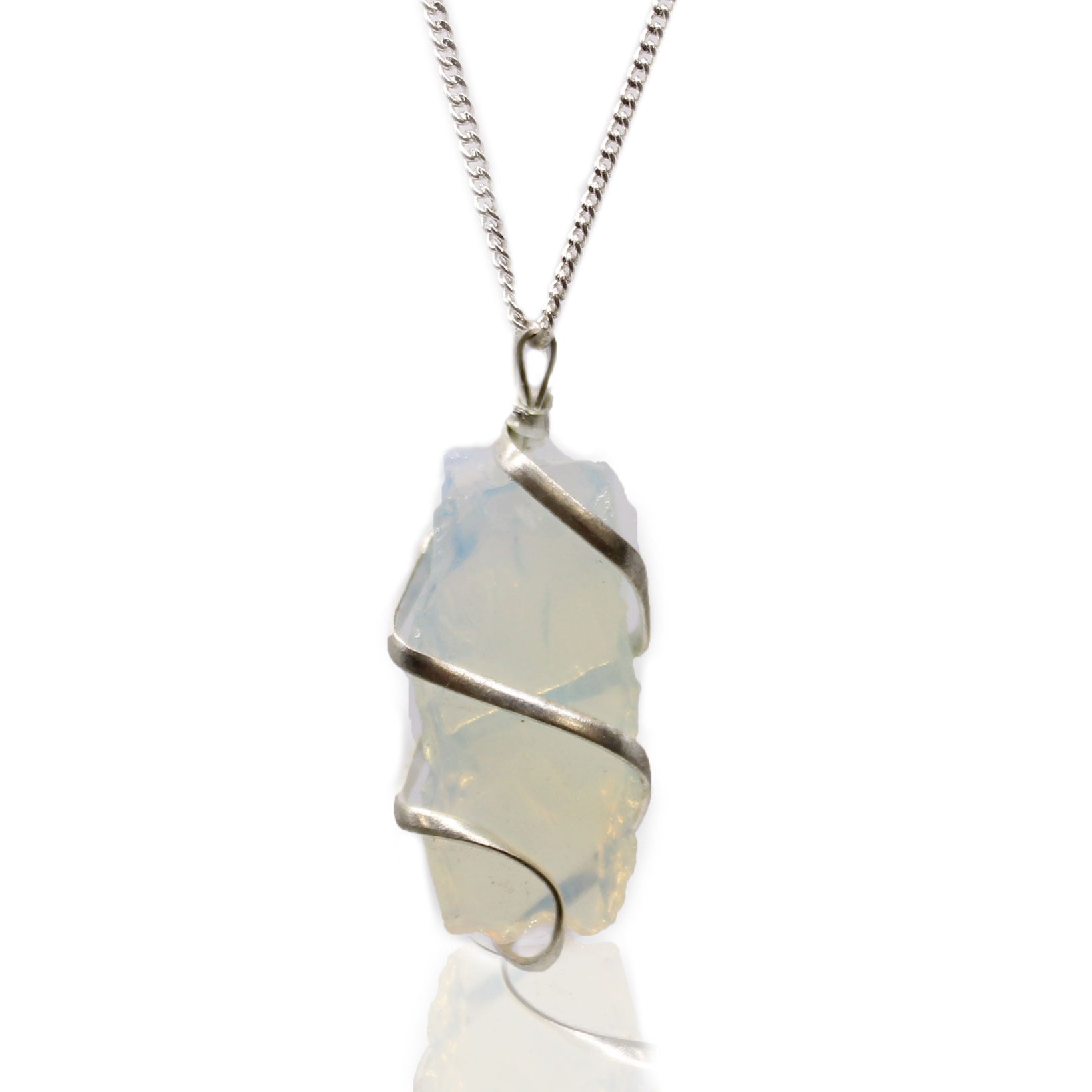 --Cascade Wrapped Gemstone Necklace - Rough Opalite-