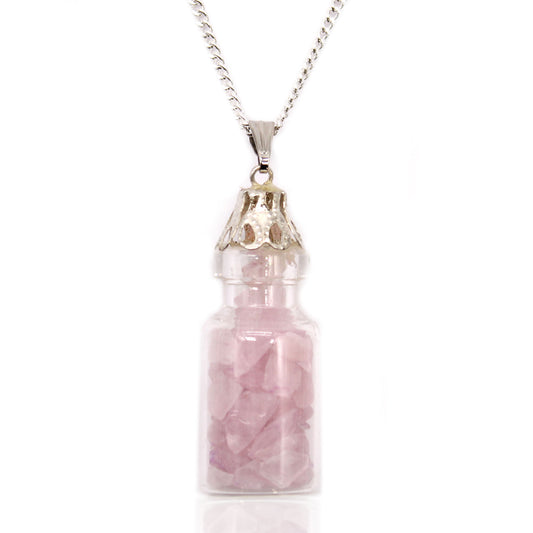 --Bottled Gemstones Necklace - Rose Quartz-