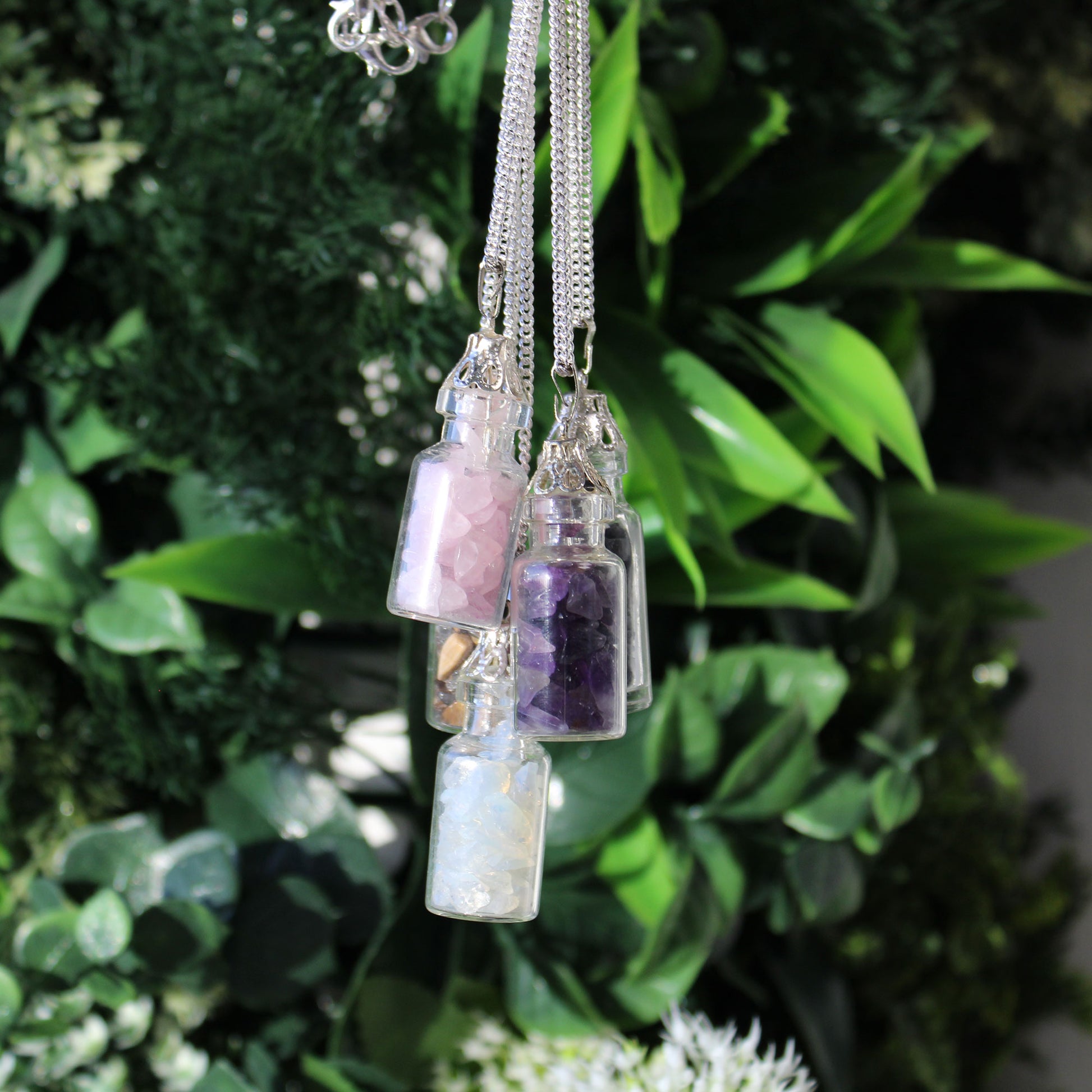 -1-Bottled Gemstones Necklace - Rose Quartz-1