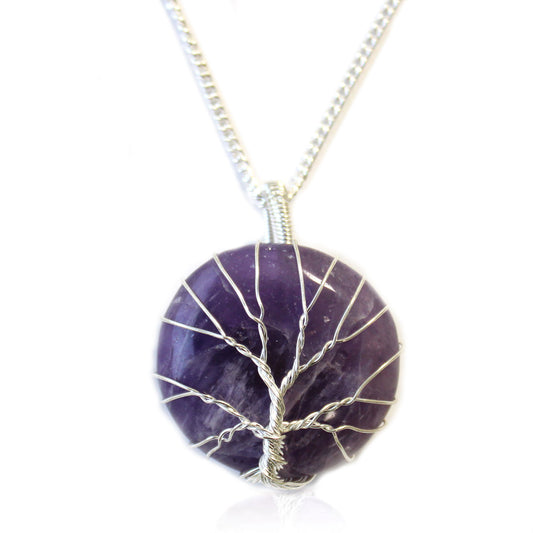 --Tree of Life Gemstone Necklace - Amethyst-