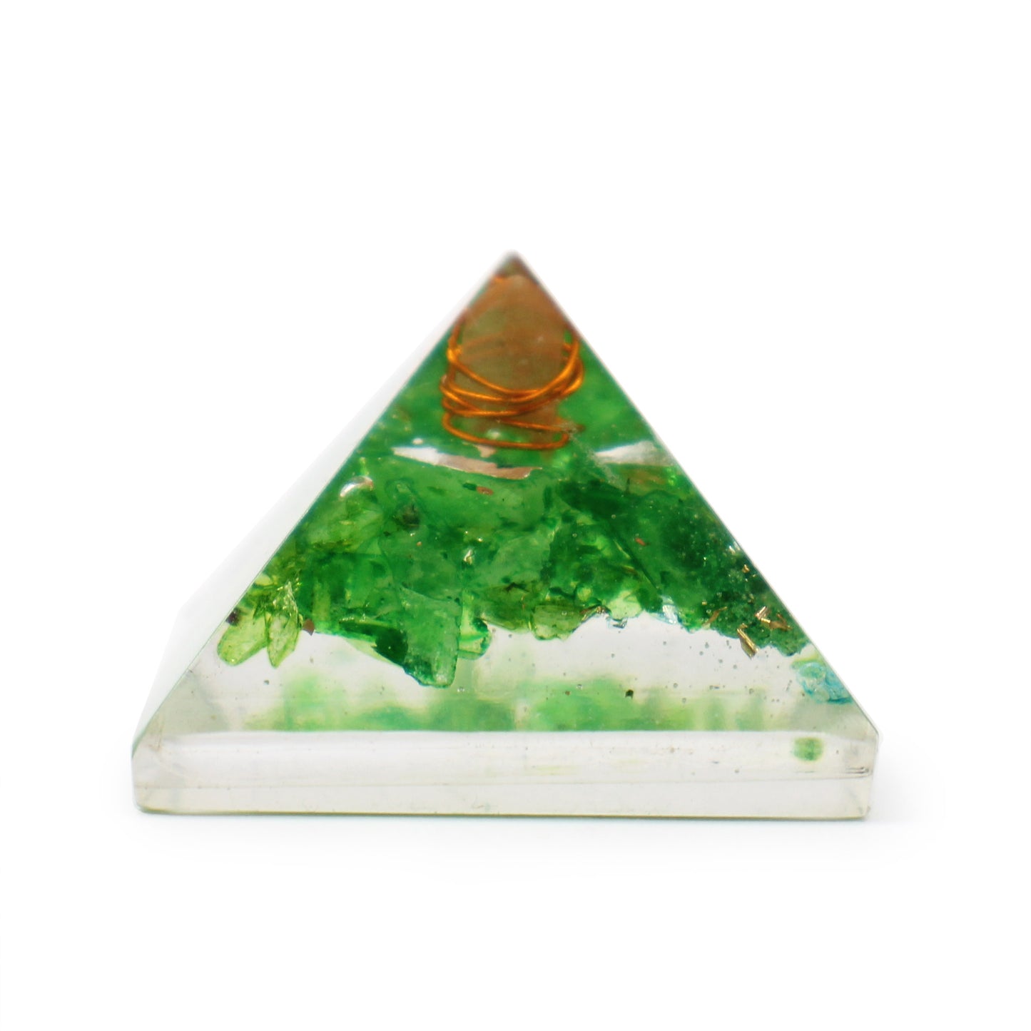 -2-Sm Orgonite Pyramid 25mm Gemchips and Copper (assorted colours/designs)-2