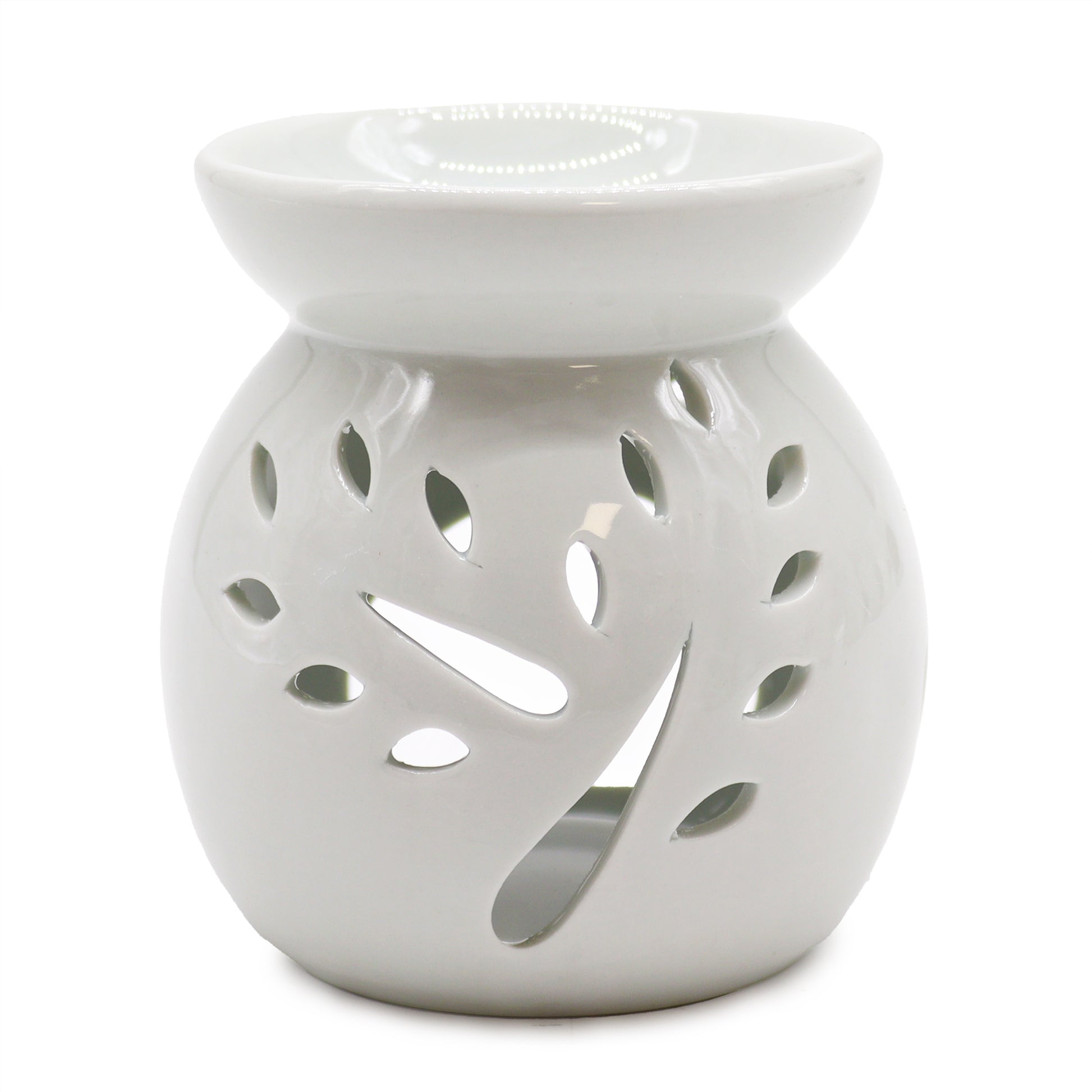 --Lrg Classic White Oil Burner - Tree Cut-out-