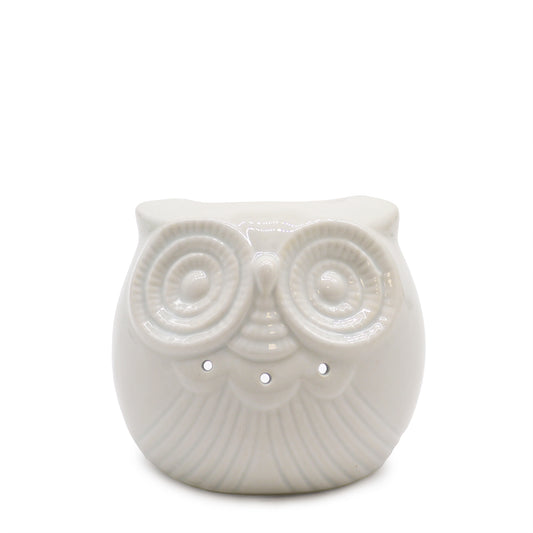 --Classic White Oil Burner - Short Owl-