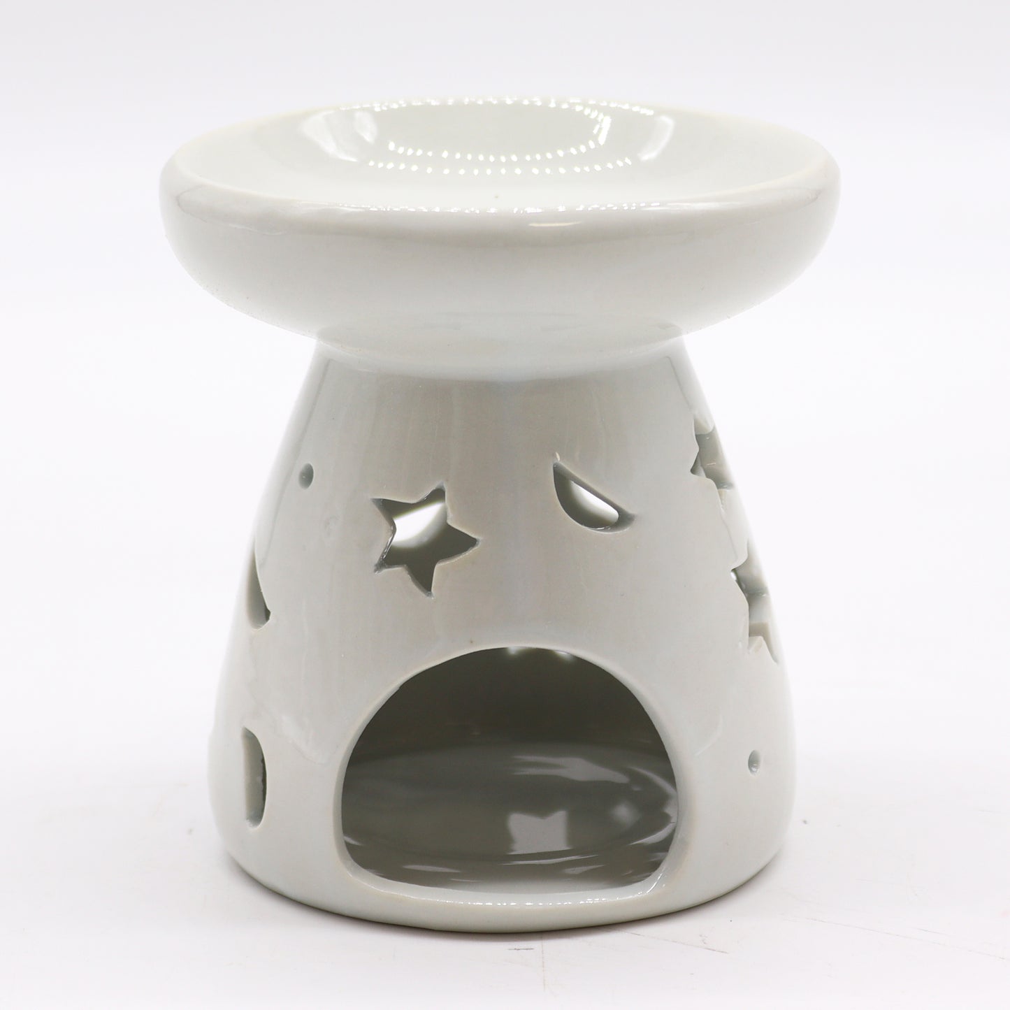 -2-Lrg Classic White Oil Burner - Moon & Star-2