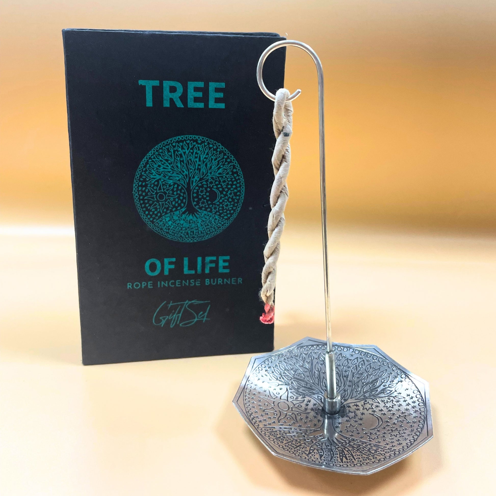 -1-Rope Incense and Silver Plated Holder Set - Tree of Life-1