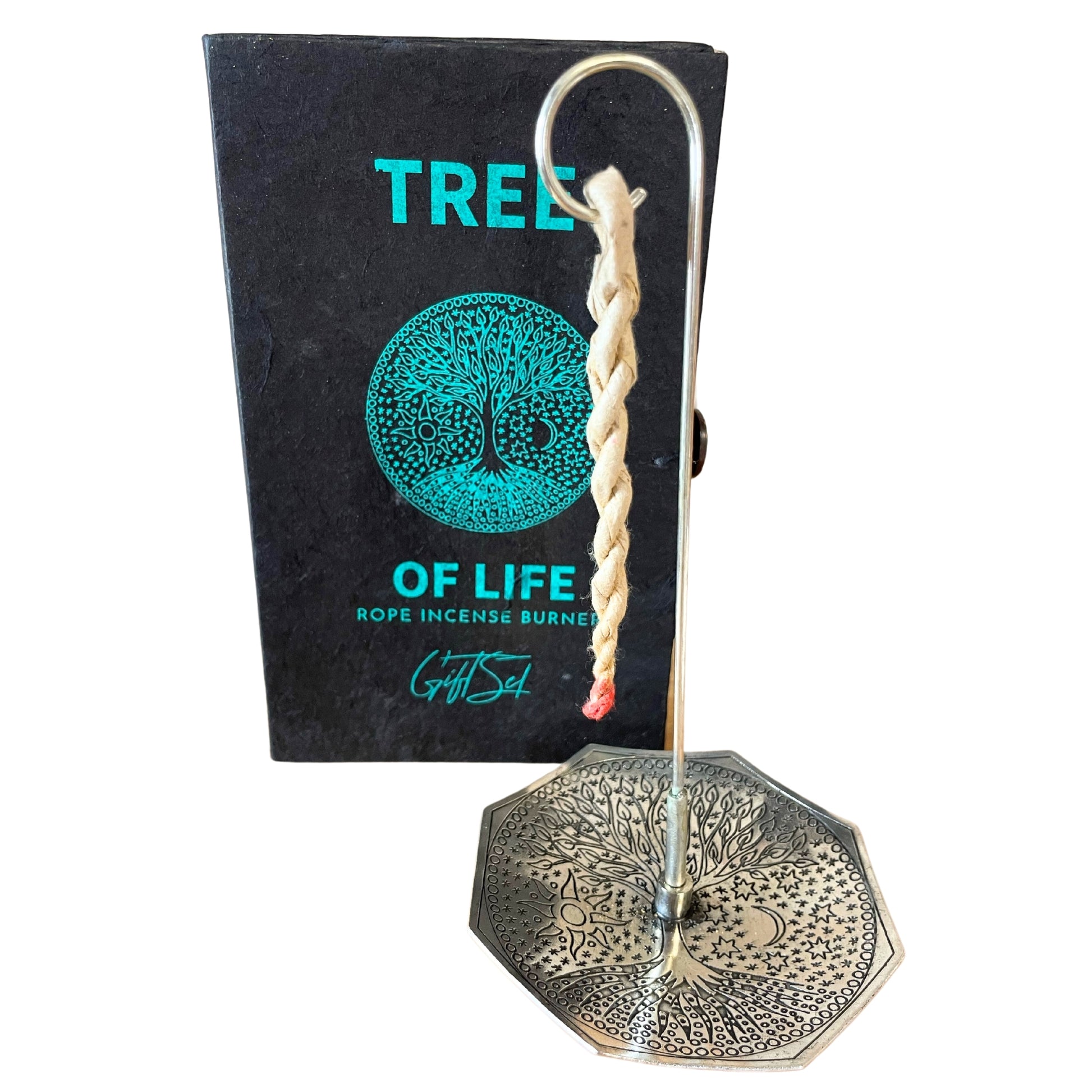 --Rope Incense and Silver Plated Holder Set - Tree of Life-