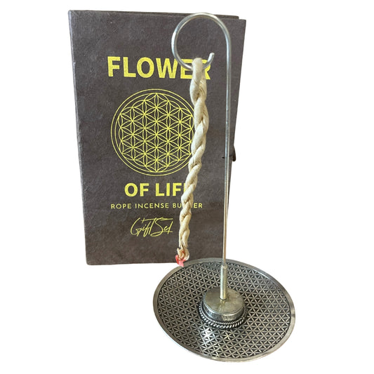 --Rope Incense and Silver Plated Holder Set - Flower of Life-