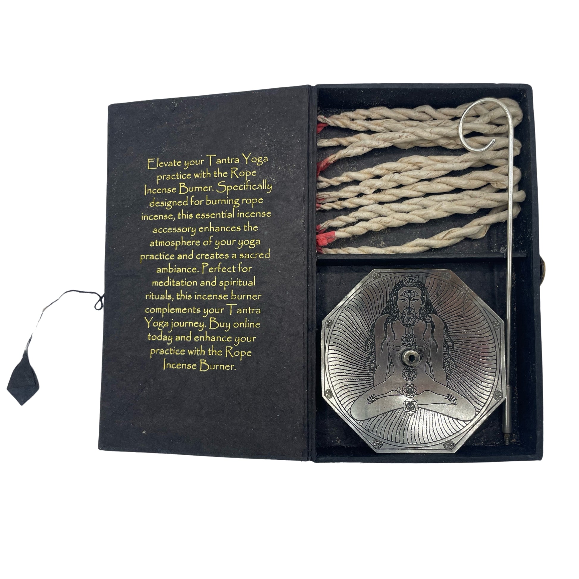 -3-Rope Incense and Silver Plated Holder Set - Tantra Yoga-3