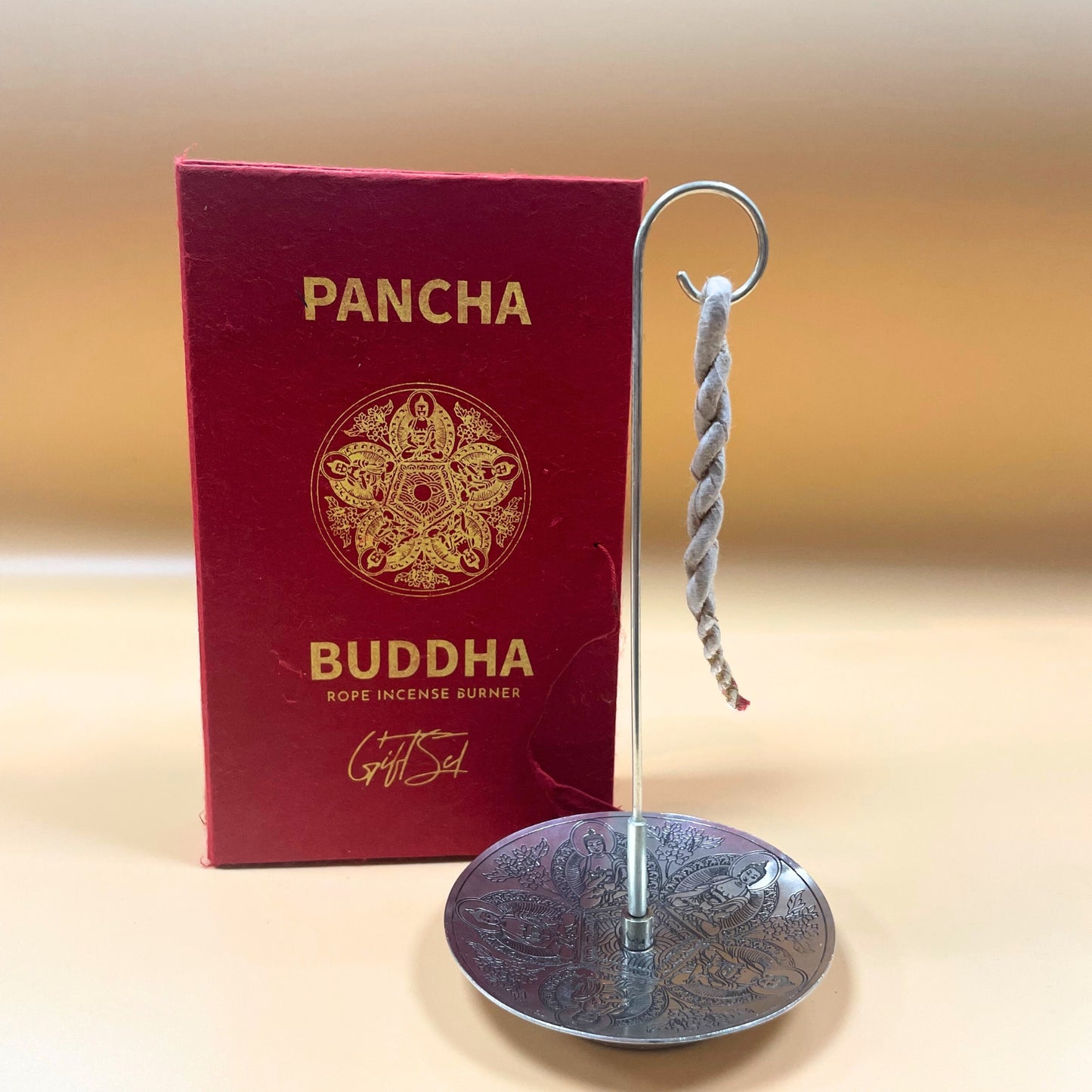 -1-Rope Incense and Silver Plated Holder Set - Pancha Buddha-1