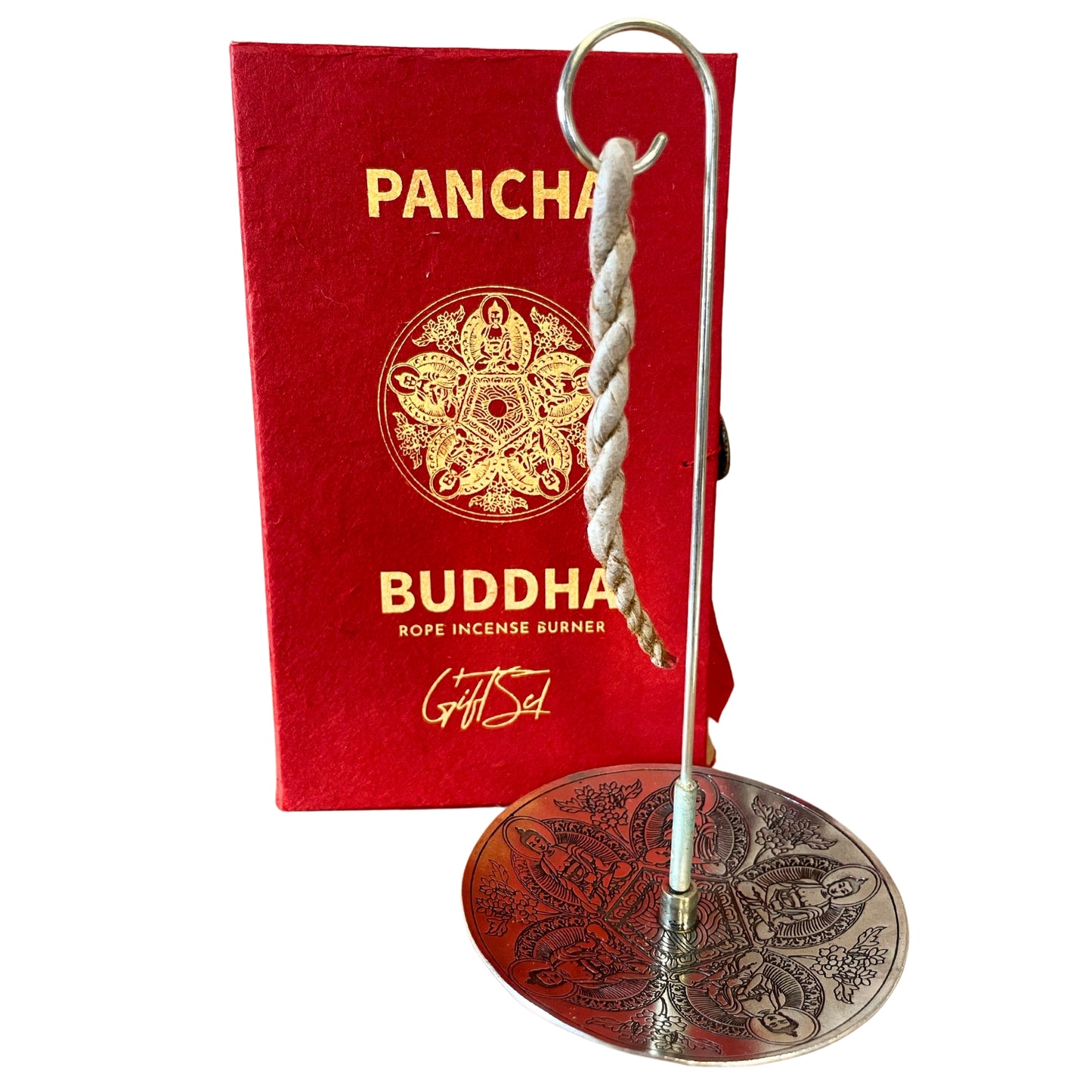 --Rope Incense and Silver Plated Holder Set - Pancha Buddha-