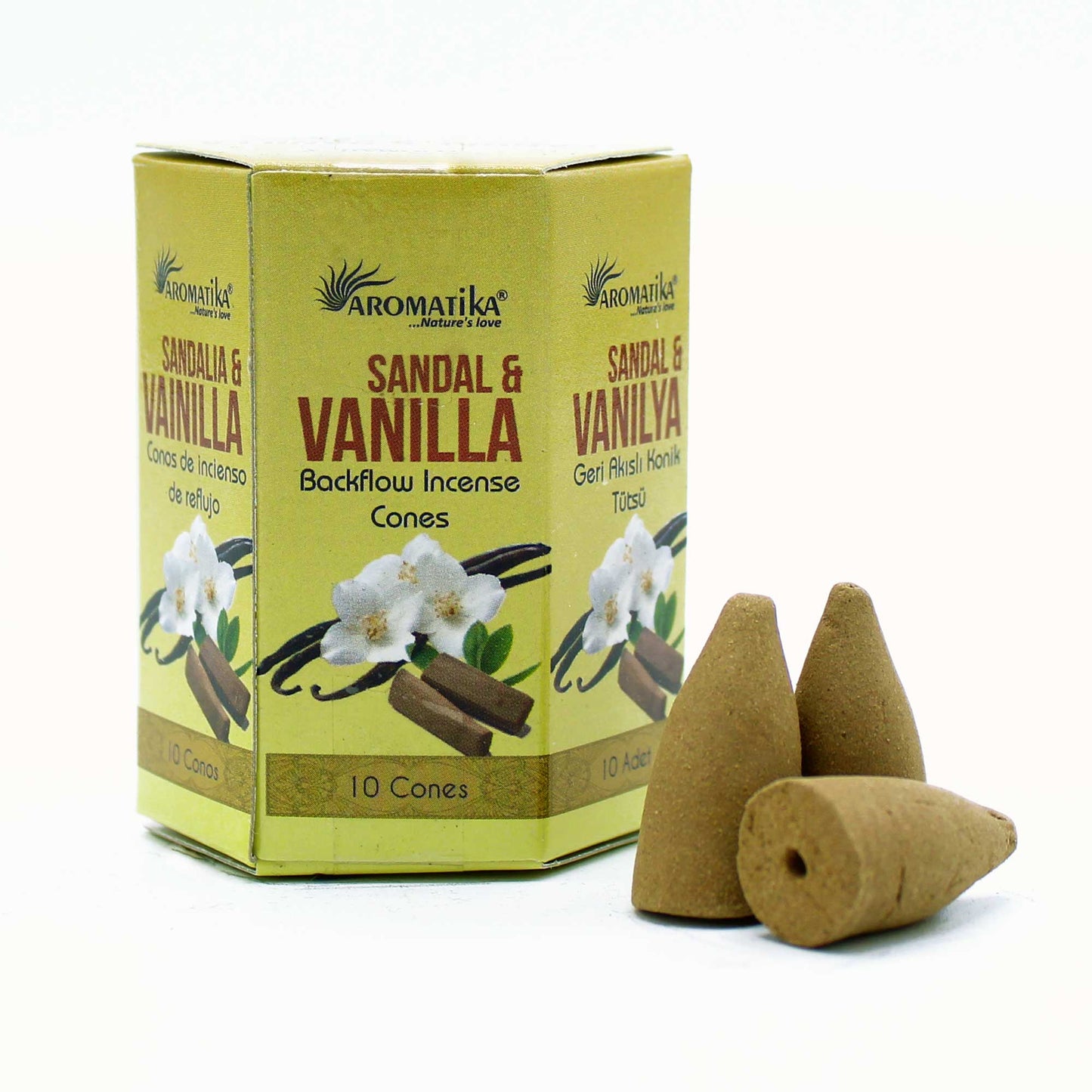 --Pack of 10 Masala Backflow Incense - Sandalwood & Vanilla-