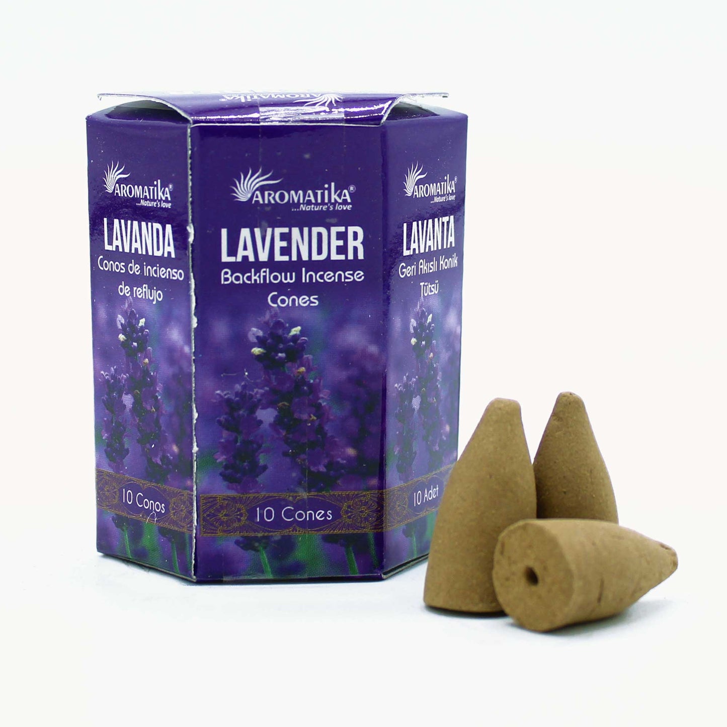 --Pack of 10 Masala Backflow Incense - Lavender-